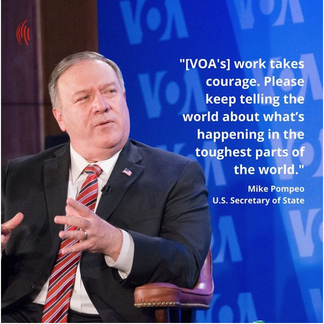 U.S. Secretary of State Mike Pompeo visits VOA HQ