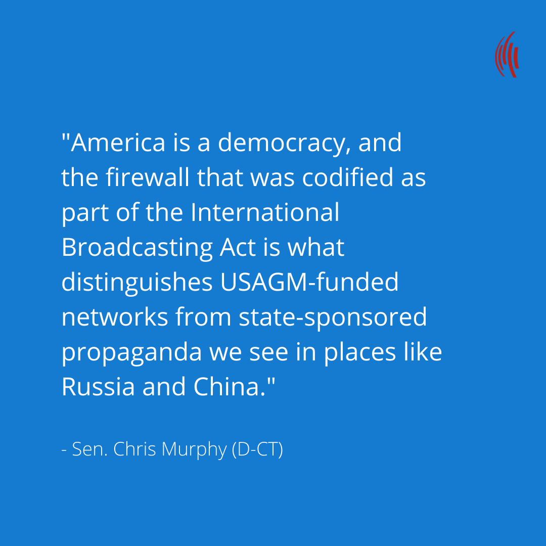 Sen. Chris Murphy (D-CT) emphasizes the importance of USAGM networks